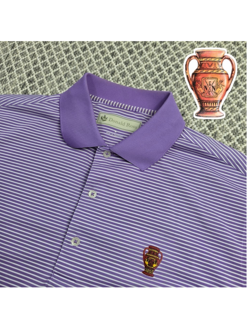 Naples National Golf Club Donald Ross Mens M Purple Stripe Performance Golf Polo